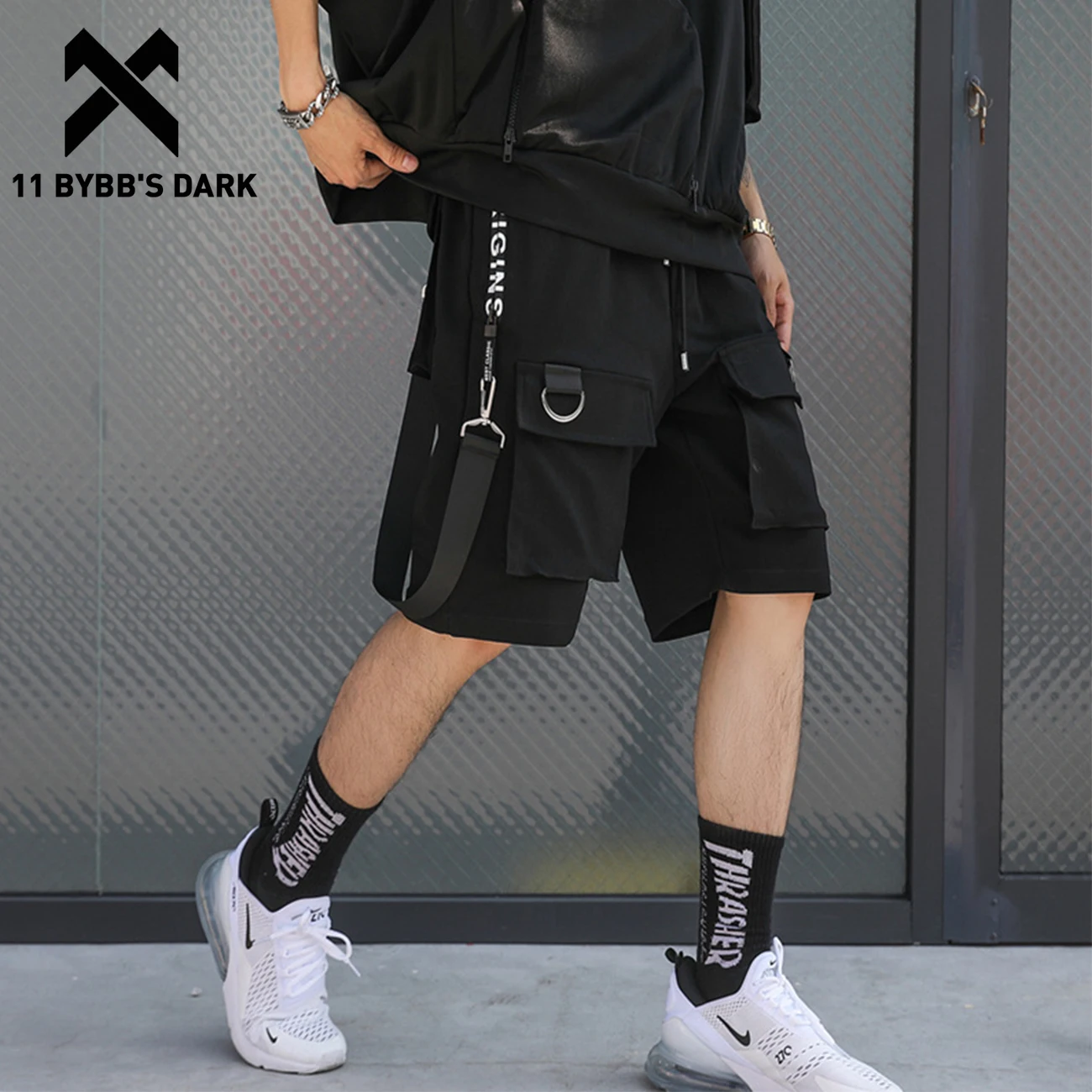 Cargo-Shorts Oversize Streetwear 11-Bybbs Pockets Harem Summer Hip-Hop Ribbon Patchwork