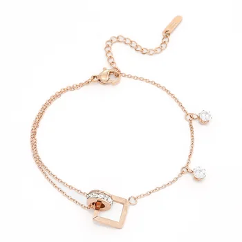 

Fashion Titanium Steel Geometric Electroplating Bracelet Alloy Inlaid With Artificial Gemstones