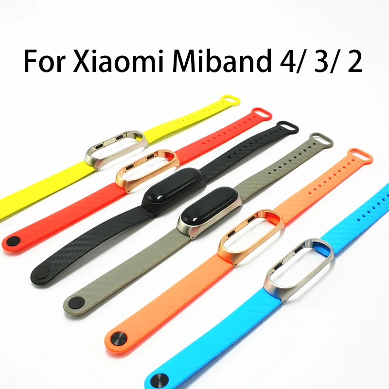 Силиконовый ремешок для Xiaomi mi band 2 3 4 с металлическим корпусом умный Браслет