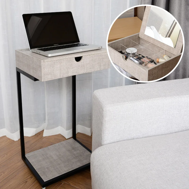 ^*Best Offers Portable bedside table with wheel bedroom dormitory bedside multi-functional laptop table