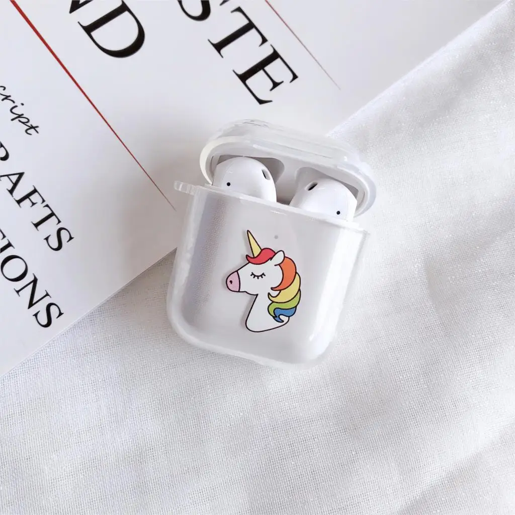 Мультяшный Единорог чехол для Apple Airpods 1 2 Чехол беспроводной Bluetooth наушники Зарядка Наушники прозрачный милый чехол для Air Pods Box