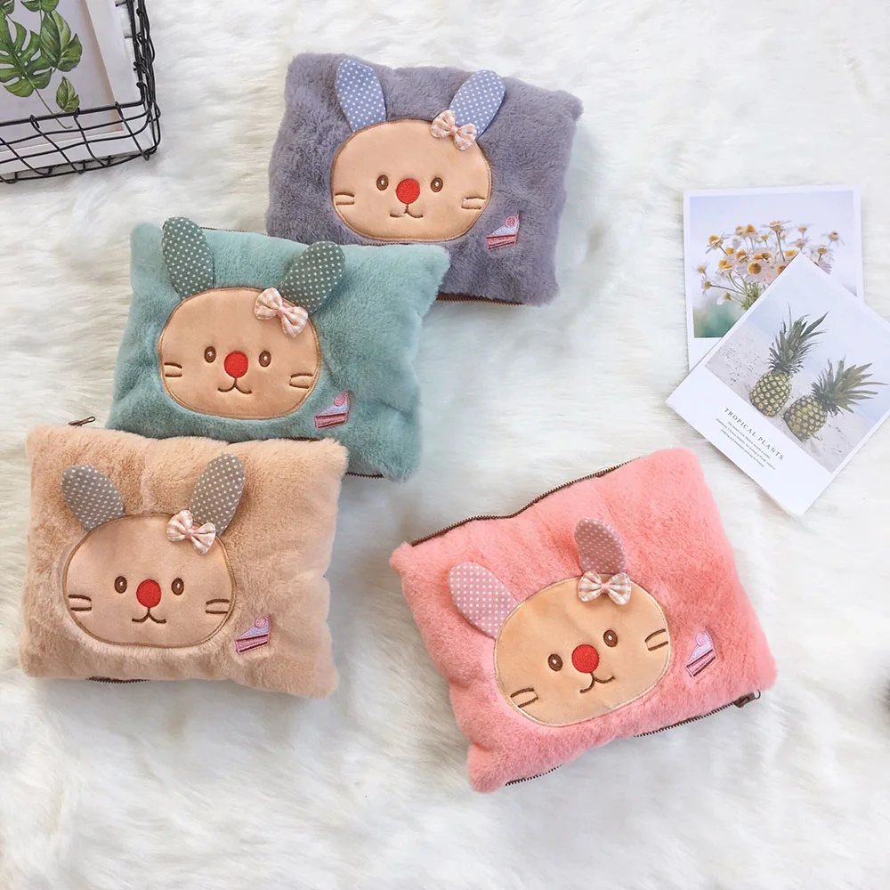 Saim Hot Water Bottle Explosion-proof Charging Heat Jug Cartoon Rabbit Fox Pattern Removable Cloth Set Hot Water Bag JJ50678 - Цвет: A