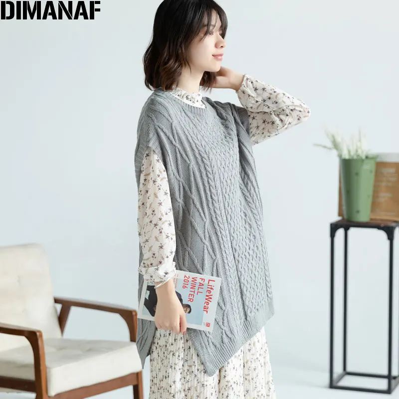 DIMANAF 2019 Plus Size Sweater Women Sleeveless Knitting Vest Batwing Winter Pullovers Cotton Loose Tops Large Size Outerwear DIMANAF 2019 Plus Size Sweater Women Sleeveless Knitting Vest Batwing Winter Pullovers Cotton Loose Tops Large Size Outerwear