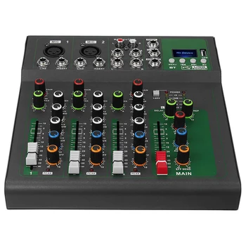 

Bluetooth Portable o Mixer USB DJ Sound Mixing Console MP3 Jack 4 Channel 48V Amplifier Karaoke KTV Party EU Plug