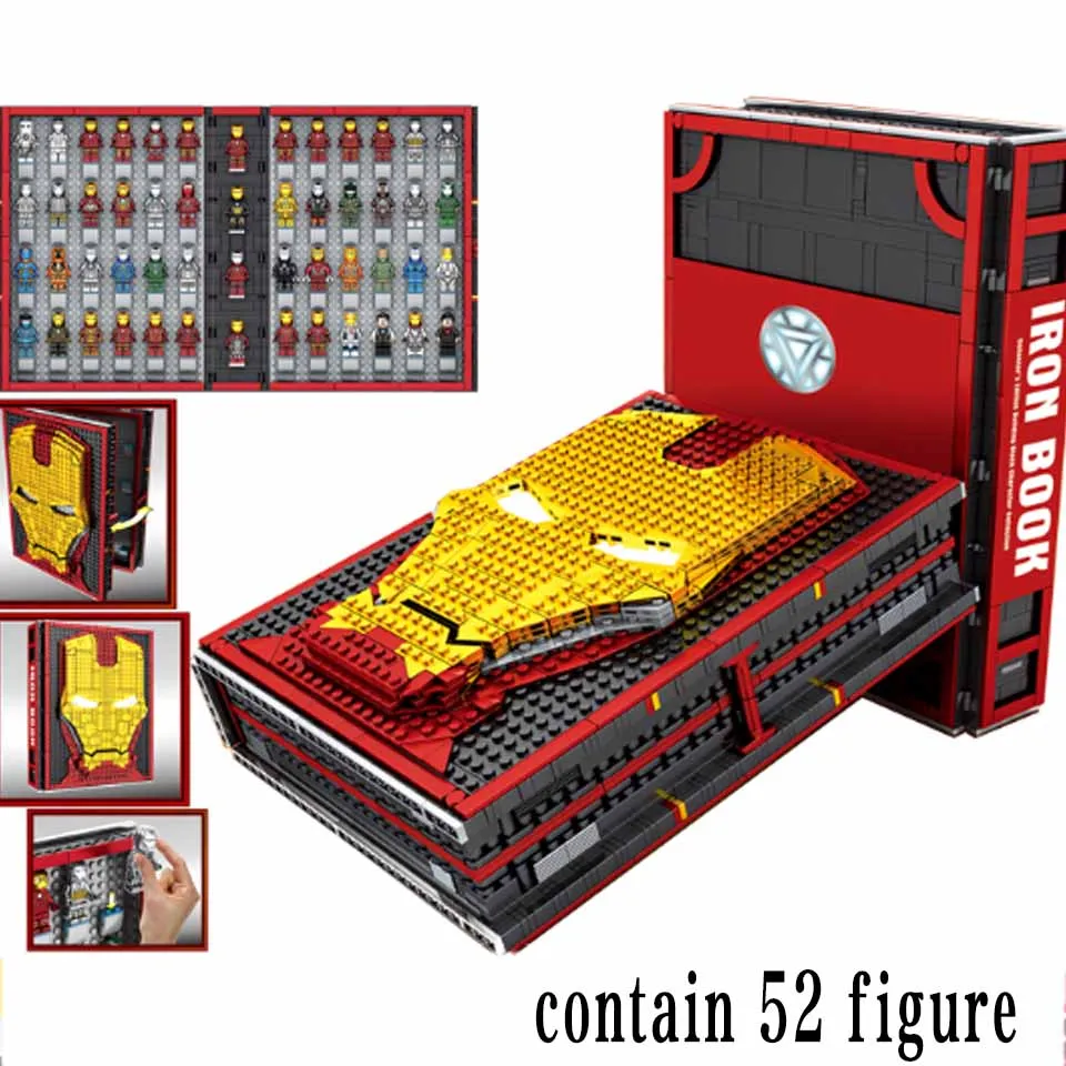 

Super Heroes Iron Man Underground Laboratory Base Mark Armor Set Building Block Book Display Box Marvel Avengers Gift