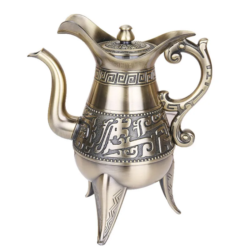 

500ML high-grade bronze alloy wine pot ancient royal style warm wine utensils artistic decoration objects gift X-056