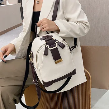 

Small Leather Back Packs for Women Fashion Contrast Color Backpack MultiFunction Shoulder Back Bag Female Travel Bagpack Mochila