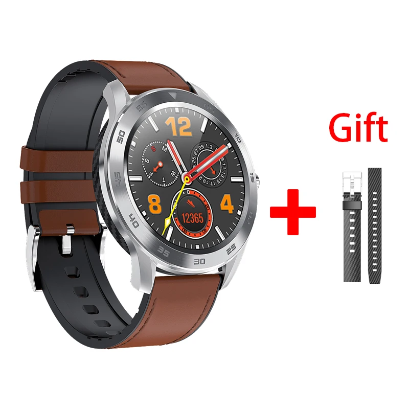 Light brown-leather Eseed DT98 smartwatch для мужчин IP68 Водонепроницаемый 300 мАч батарея долгое время ожидания ECG сенсор пульса погода forcase Смарт часы - Цвет: Light brown-leather