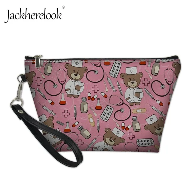 Jackherelook милые медсестры медведь макияж сумки для женщин Милые Животные Печать дорожная косметичка туалетный ящик-органайзер для хранения - Цвет: H4652Z8