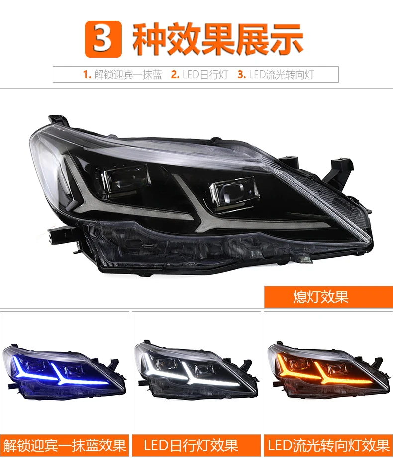 KOWELL автомобильный Стайлинг для Toyota eiz светодиодный фары 2010-2013 Mark X светодиодный налобный фонарь сигнальный drl Bi-светодиодный объектив ближнего света