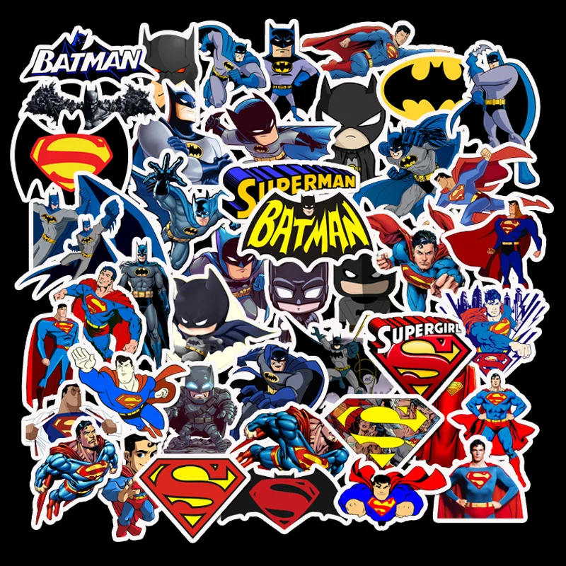 

45Pcs/Lot Custom Stickers Naklejki Kawaii School Sticky Papelaria Batman Superman Stationery Sticker Waterproof Removable TZ106D