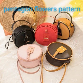 

Pentagon Flower Women Mini Round Bags Luxury Style Designer Handbag Small Purses Ladies 2020 Leather Shoulder Bag Wholesale