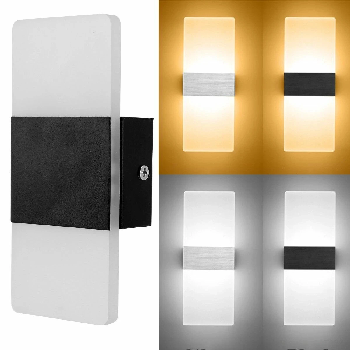 Iron + Acrylic White Black Wall Lamp Modern 90-260v Painted Led Wall Light Bedroom Bathroom Lamps for Living Room Wandlamp