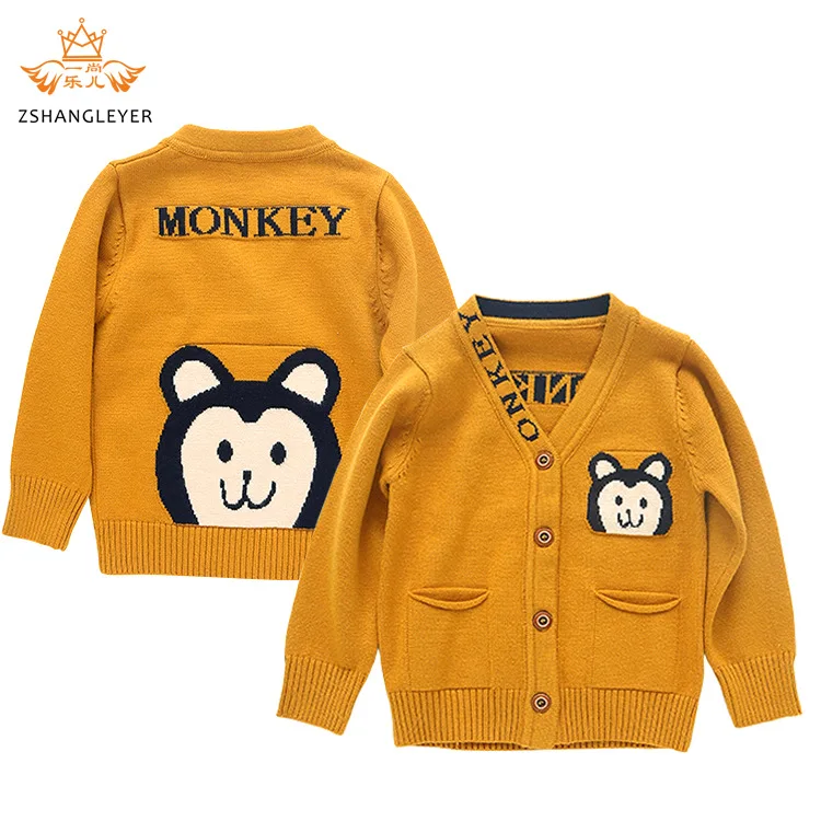 Детский трикотажный свитер с длинным рукавом и мультяшным принтом для детей от 0