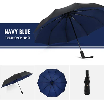 

Wind Resistant Double Cloth 3Folding Automatic Red Umbrella Rain Women Business For Men Portable Large Umbrellas Clear