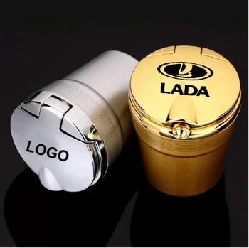 

1PCS For Lada car ashtray LADA NIVA XRAY XCODE Vesta 4x4Vision Concept with LED lights with lid creative ashtray car accessories