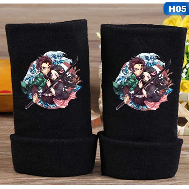 Демон убийца Kimetsu без Yaiba Hashibira Inosuke вязаные перчатки без пальцев Варежки - Цвет: GLV0786H05