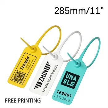 

100 Custom Clothing Brand Labels Tag Plastic Off Security Seal Garment Shoes Bag Logistics White Printed Tags Zip Ties 285mm/11"