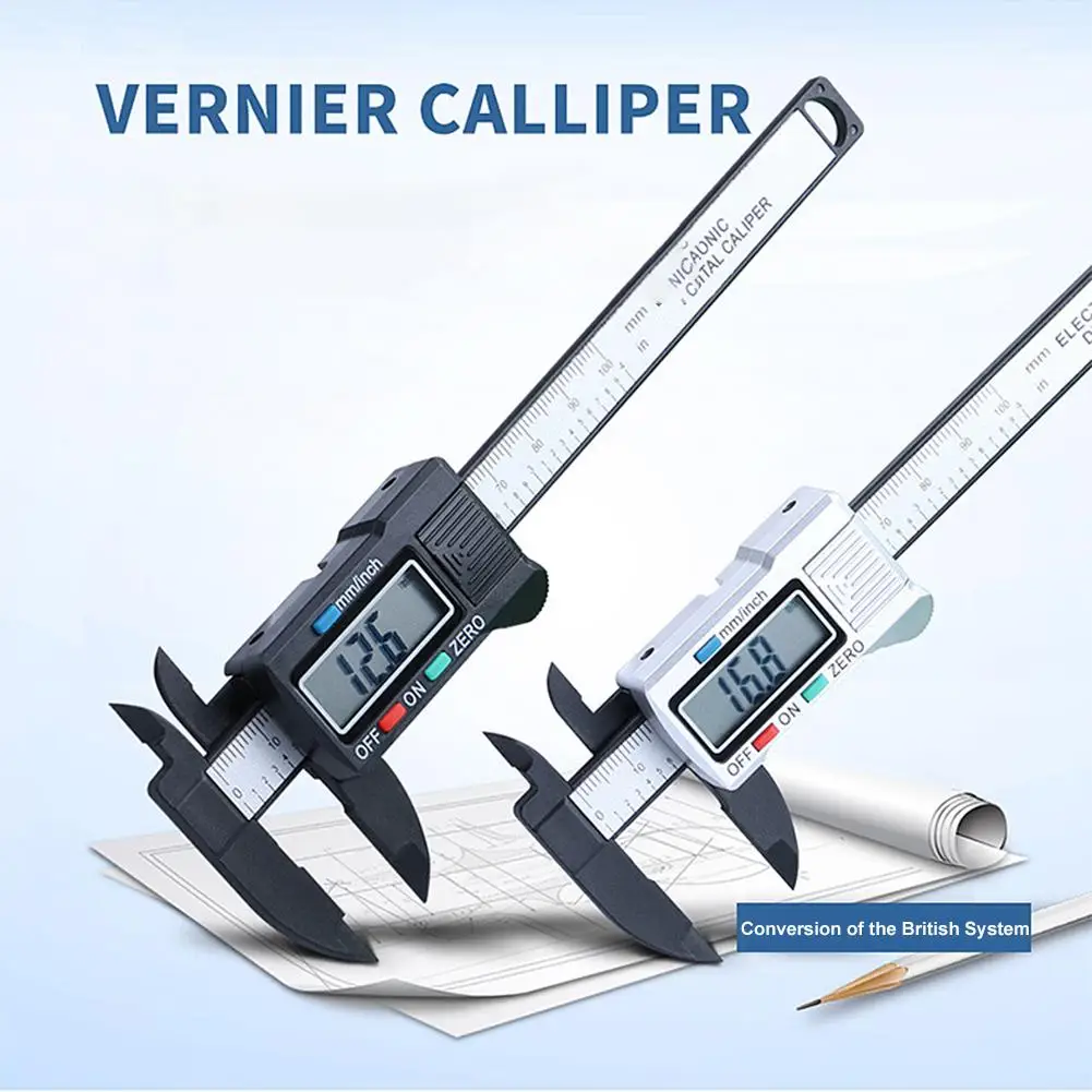 

Carbon Fiber Vernier Caliper Smooth Appearance Superb Craftsmanship LCD Digital Electronic Measuring Gauge Micrometer