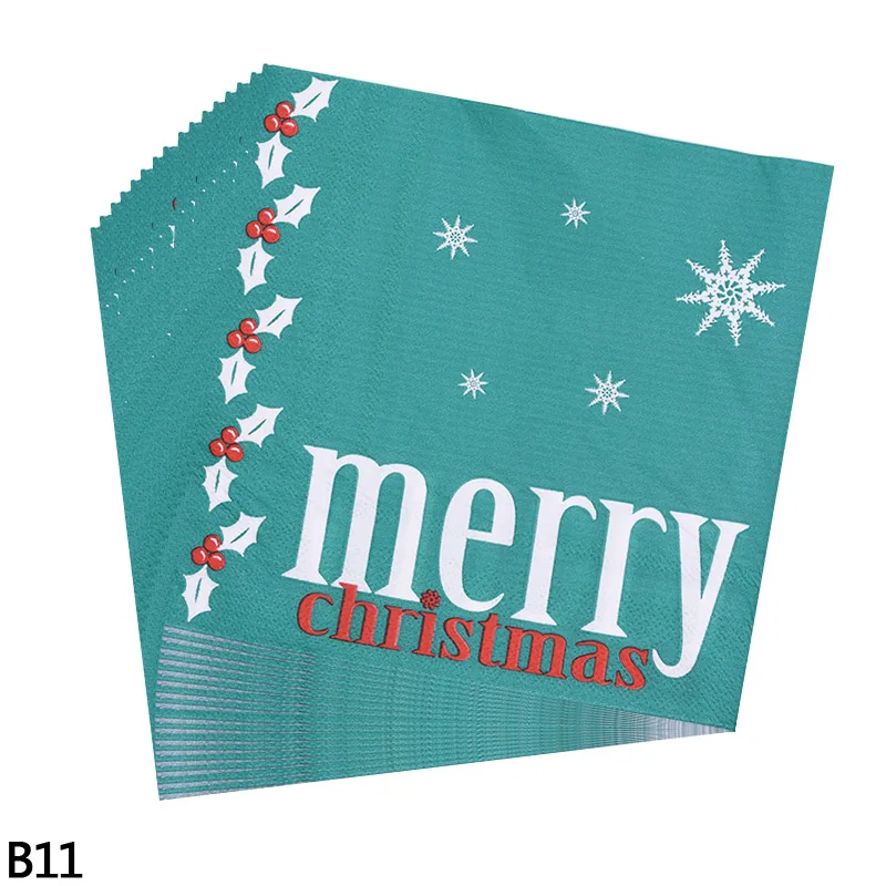 b11-20pcs napkins Рождественская вечеринка, одноразовые бумажные салфетки для скатерти, новогодние, вечерние, для украшения стола, для украшения стола, Navidad - Цвет: b11-20pcs napkins