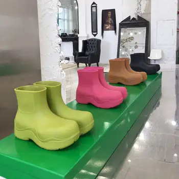 

Autumn and winter rain boots candy color water shoes avocado green thick-soled non-slip fashion ankle boots