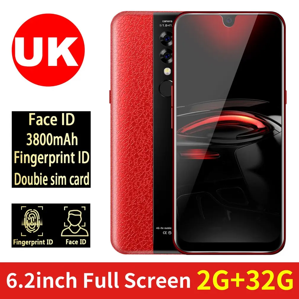 X23 6,2 дюймов смартфон 2+ 32 Гб мобильный телефон дисплей капли воды Тройная камера отпечатков пальцев распознавание лица смартфон