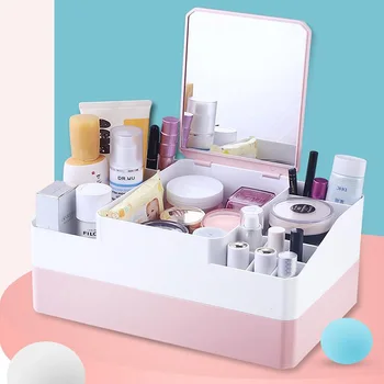 

Cosmetic Mirror Storage Box Integrated Desktop Lipstick Skin Care Product Finishing Box Foldable Cosmetic Storage Box Beauty Box