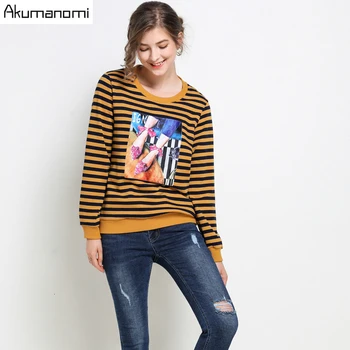 

Cotton Striped Blouse Top Women 2019 Plus Size 5xl-L O-neck Full Sleeve Lady Office Tops De Punto Free Shipping Card Pack Casual