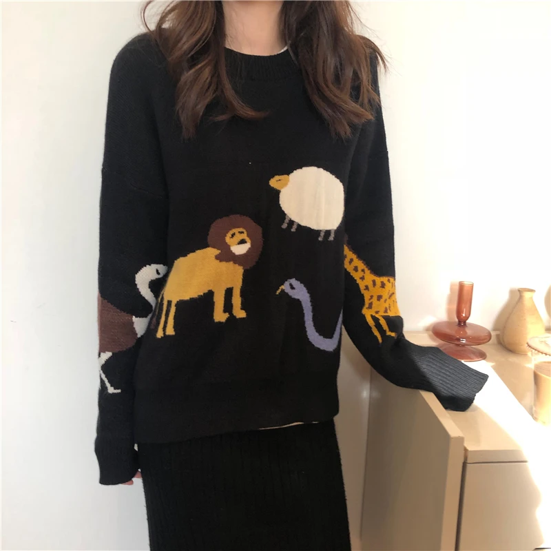 2 цвета осень и зима новое поступление корейский стиль с круглым вырезом zoo теплые вязаные свитера женские пуловеры женские(B8660