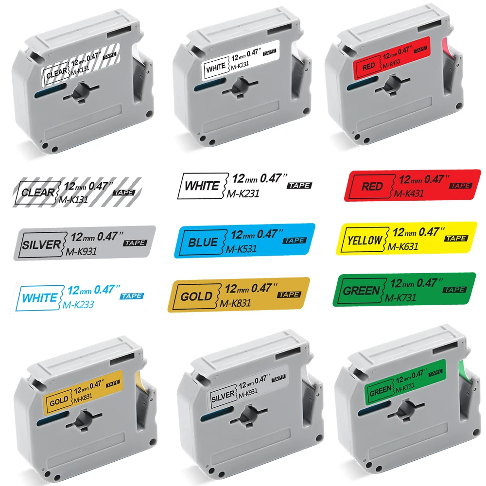 Ecowell Multicolor MK231 MK131 For Brother MK-231 MK-431 MK-531 MK-631 MK-731 MK-831 12mm label tape for P Touch Printer | Компьютеры и