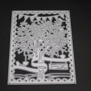 

Metal Cutting Dies Lover Tree Rectangle Frame Stencils DIY Scrapbooking Steel Cutting Dies Stencils Embossing Cuts Stencil Craft