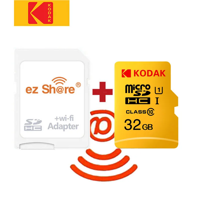 Ez share беспроводной wifi адаптер+ Kodak U1 Micro SD карта 16 32 64 128 Гб класс 10 microsd wifi Беспроводная TF карта памяти - Емкость: U1-32GB-EZ
