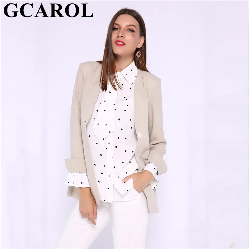 Женская рубашка с бантом GCAROL белая шифоновая блузка принтом маленькой любви