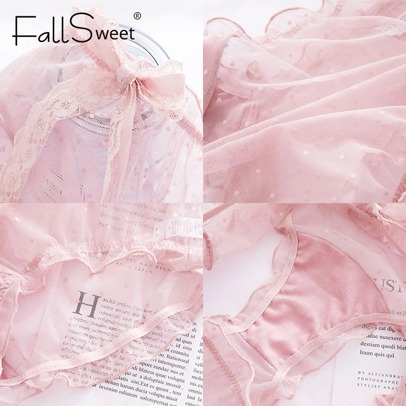 Женские прозрачные кружевные трусы FallSweet, 3 шт./упаковка, трусы с низкой посадкой и бантиком, сексуальное нижнее белье размера XL