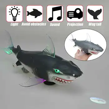 

Electric Projection Light Sound Shark Walking Rotate 360 degrees Animal Educational Toy For Kids Gift
