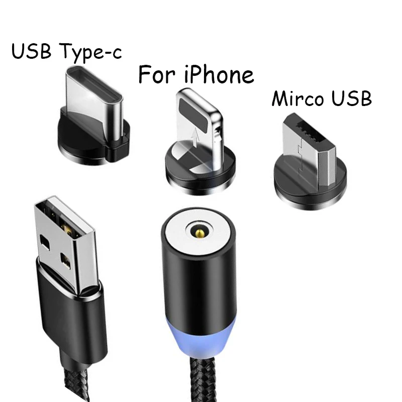 Магнитный usb кабель Garas 3 в 1 зарядный Type C/Mirco магнитный для зарядки android micro