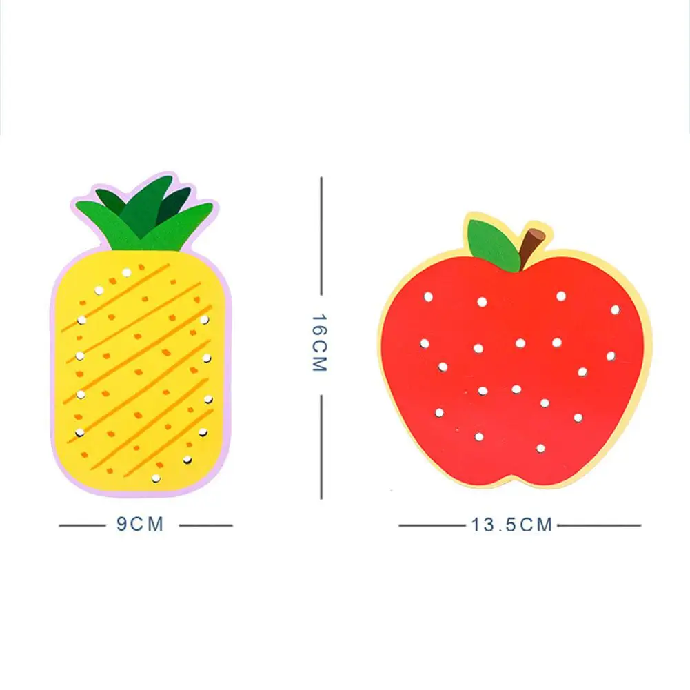 Kuulee Children Wooden Large Simulation Fruit Threading Set Educational Desktop Toy for Kids