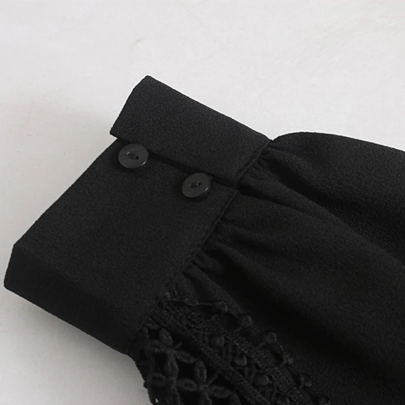 Vintage Chic Patchwork Hollow Out Jumpsuits Women Fashion O Neck Playsuits Elegant Ladies Long Sleeve Short Jumpsuits