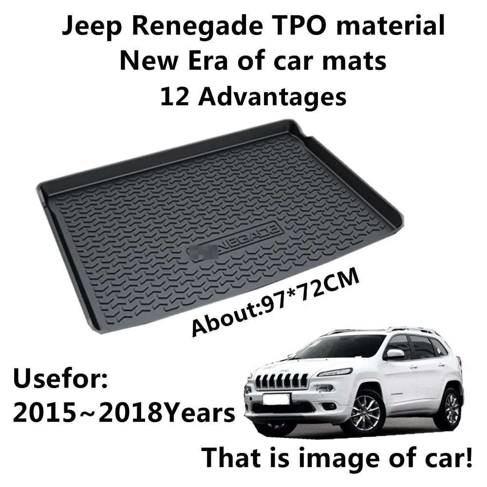 

SJ ALL Weather TPO Car Trunk Mats Tail Boot Cargo Liner Cover Rear Cargo Tray Luggage Pad For JEEP Renegade 2015 2016 2017 2018
