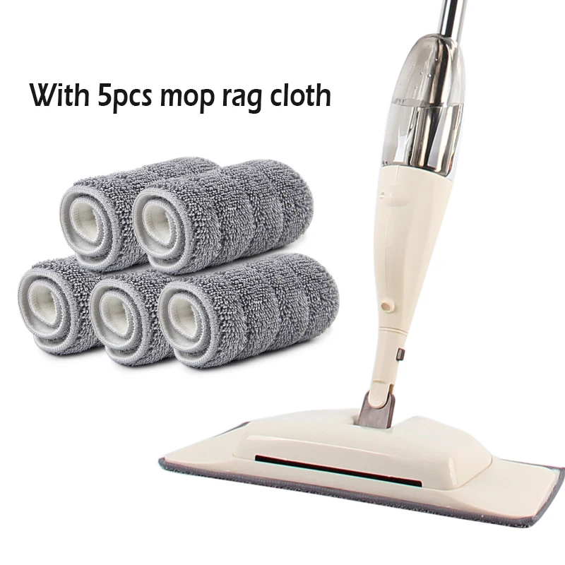 5pcs mop rag 3-в-1 спрей Швабра набор со щеткой Волшебная швабра с изображением деревянного пола и плоские швабры инструмент для уборки дома хозяйственные с многоразовые накладки из микрофибры без застежки СС - Цвет: 5pcs mop rag