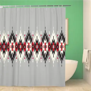 

Bathroom Shower Curtain Pattern Tribal Colorful Geometric Border Indian Arrows American Navajo Polyester Fabric 60x72 inches