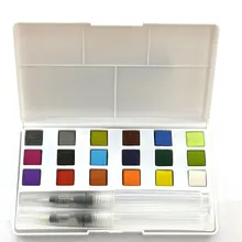 

18-Colors Solid Watercolor Paint Set Beginner Art Student Children's Brush Transparent Pen Gouache Art Supplies
