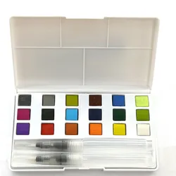 18-Colors Solid Watercolor Paint Set Beginner Art Student Children's Brush Transparent Pen Gouache Art Supplies