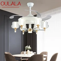 OULALA lámpara de techo LED con ventilador, aspa Invisible blanca con accesorios de Control remoto para sala de estar, dormitorio y restaurante