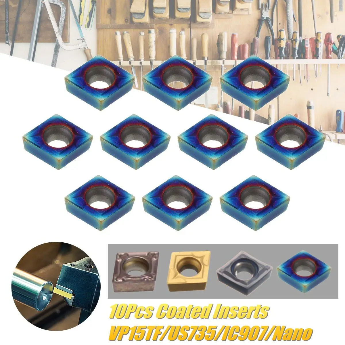 Новые 10 шт. VP15TF/US735/IC907/Nano твердосплавные вставки с покрытием для фрезерного станка, твердосплавное/твердосплавное покрытие TIAIN