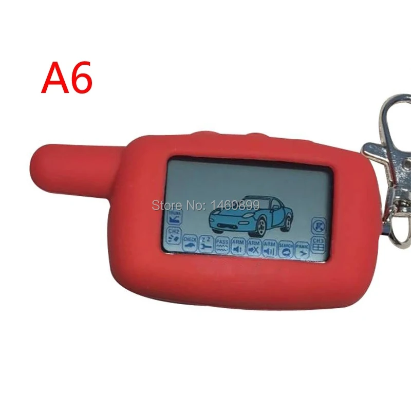 

twage A6 LCD Remote Control Key chain + Red Silicone Case For Vehicle Security Two Way Car Alarm System StarLine A6 Keychain Fob