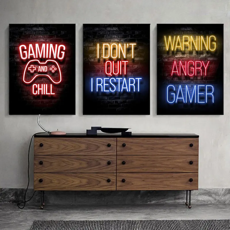 Jogador de jogo citações engraçadas zona de jogo impressão em tela cartaz  arcade salão computador portátil sala de jogos pintura meninos meninas  gamer imagem - AliExpress