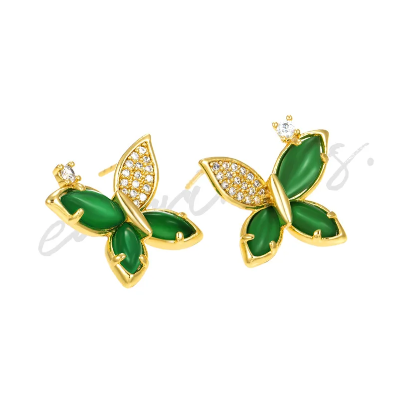 

24K Gold Stud Earrings for Women Fine Jewelry Simple Chinese Style Cute Butterfly Earrings Female for Wedding boucle d'oreille