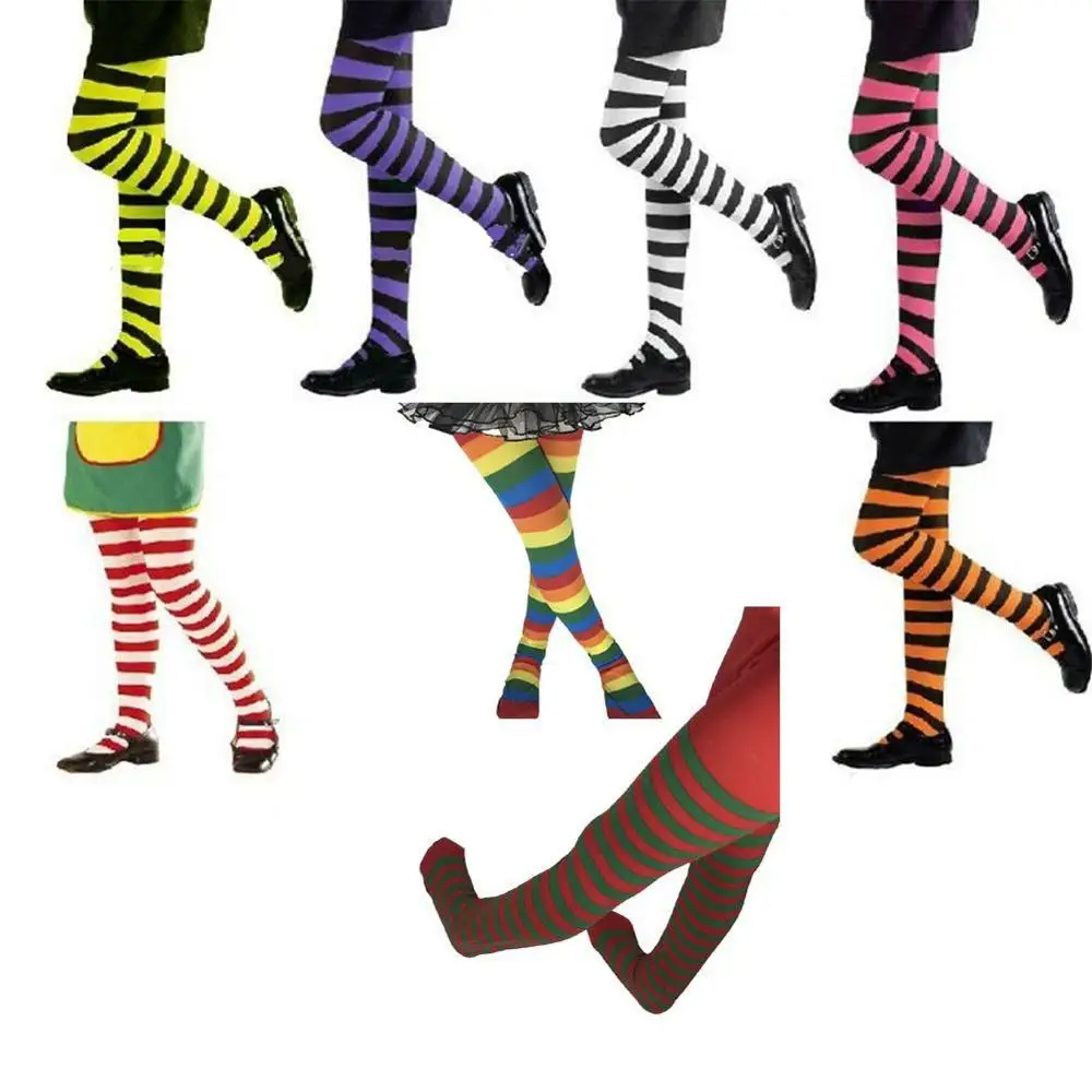 Halloween Cosplay Children Stripe Pantyhose Stockings Baby Boys Girls Christmas Tights Kids Masquerade Party Costumes Children's