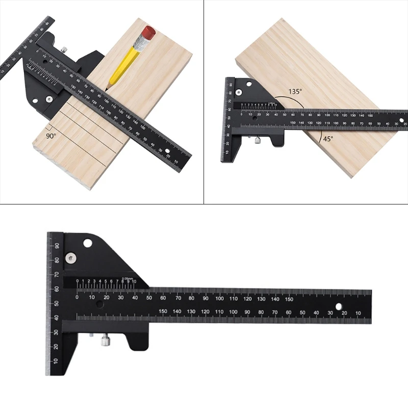 US $24.22 Aluminum Alloy Scale Metric Measure Scribing Ruler T Shape Woodworking Carpentry Marking Tool Line Drawing Ruler 19QB